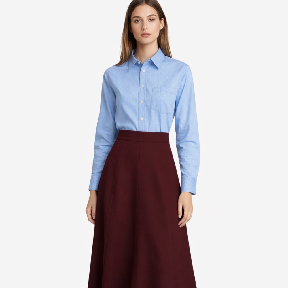 Aritzia Babaton Burgundy Midi Skirt High Waist Tailored Minimalist